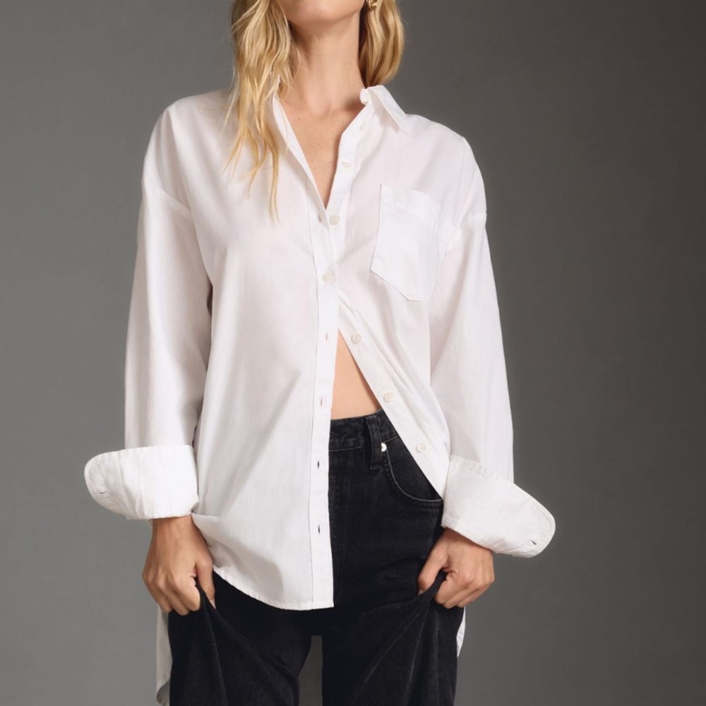 Maeve White Button Down Shirt